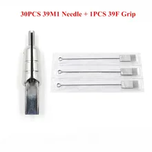 30 шт одноразовые стерильные 39M1 Татуировка Magnum игла с 1 шт. плоская 39F трубка рукоятки машинки для татуировок из нержавеющей стали