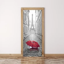 Funlife 3D украшение для двери стикер, Эйфелева башня Красный Зонт дизайн, самодельный DIY моделирование украшения дома, ремонт спальни