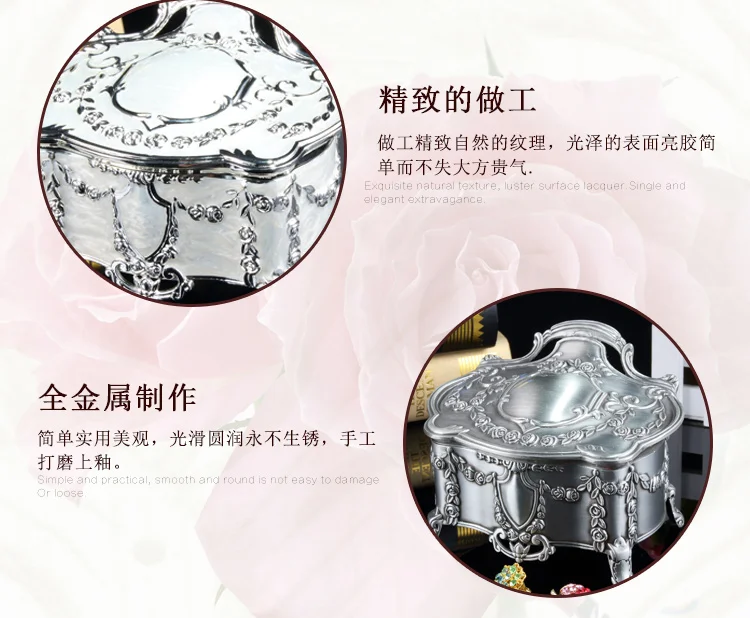 underbed storage containers Creative Russia European royal princess jewelry box jewelry box high silvery white metal plastic accessories receive a case stackable storage bins