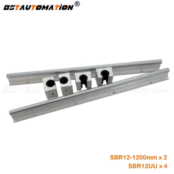 

2 set 12mm SBR12 linear guide rail 1200mm shaft support with 4pcs SBR12UU Bearing Block for cnc parts