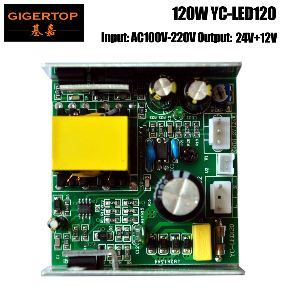 

TIPTOP YC-lED120 120W Led Stage Light Power Supply For 7x10W Led Moving Head Light 12V+24V Output Plug White 2 Pin Socket