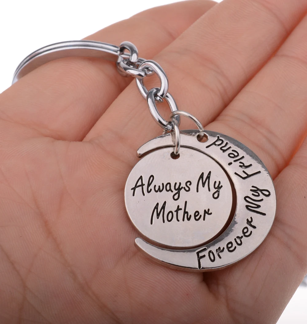 Mother Day's Key Chain Ring Always My Mother Forever Friend Pendant Keychains Jewelry Love Sun Moon Keyrings Daughter Mom Dad
