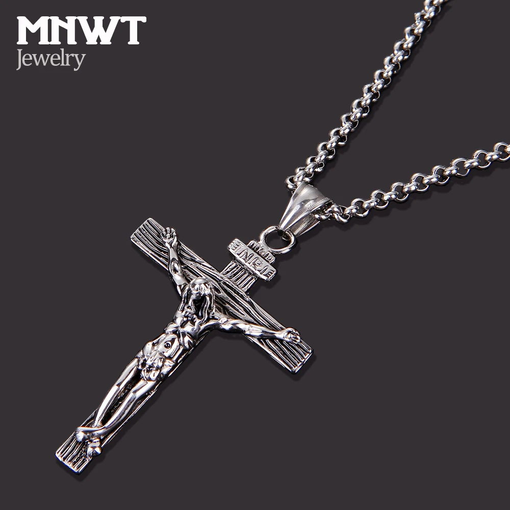 Крест MNWT ожерелье распятие INRI Иисус золотой кулон/Цвет: старое серебро