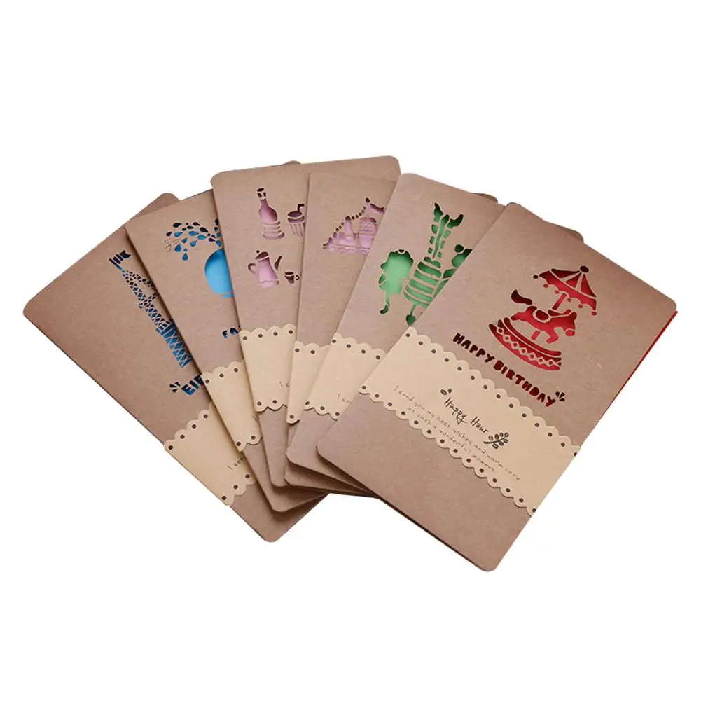 

Hollow Retro Folded Mid-Autumn Thanksgiving Christmas Greeting Card Innovative China Blessing Gift Romance Birthday Small Card