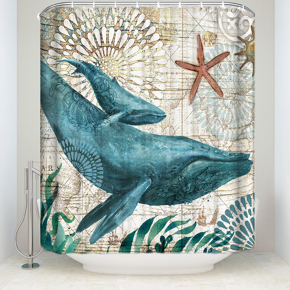 Buy CHARMHOME Whale Shower Curtain Ocean Animal Shower