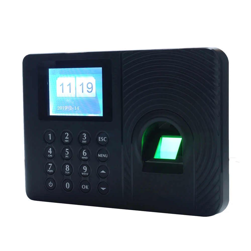Интеллектуальное биометрическое устройство для записи отпечатков пальцев, устройство для проверки рабочего места, 2,4 дюймовый TFT ЖК-экран, 5 в постоянного тока