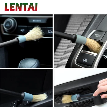 

LENTAI For Volvo xc90 xc60 Lada granta vesta Fiat 500 punto 1Set Car Detailing Brush Natural Boar Hair Brushes Cleaning Tools