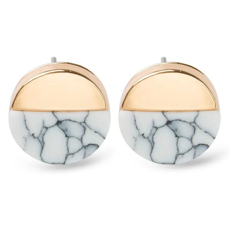 

New Fancy Brand Punk Design Fashion Square Triangle Round Geometric Faux Stone Stud Earring Women Party Jewelry pendientes