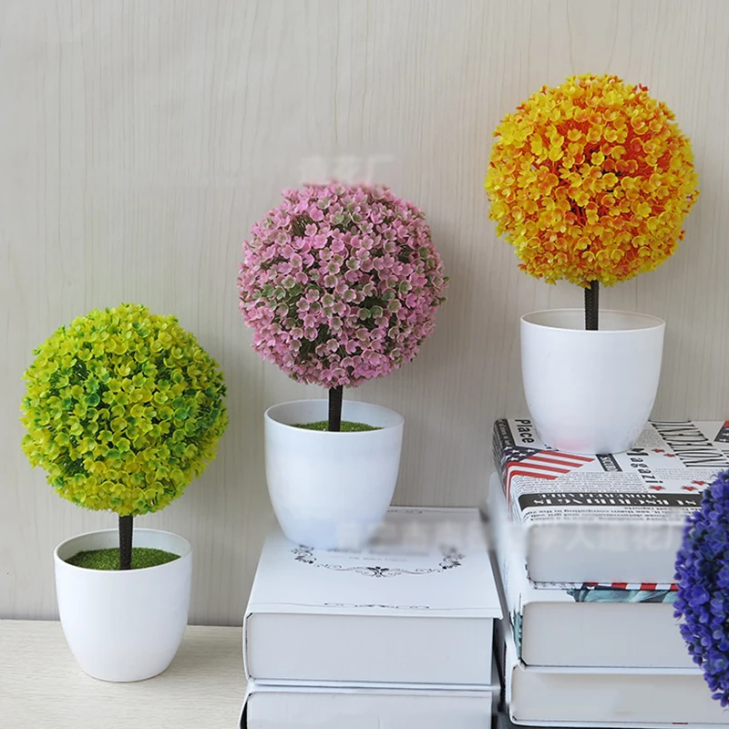 Flone Artificial Plants Fake Potted Plastic Plant Wedding Living Room Home Decoation Pot Home Life Artwork Desktop Decoration (1)