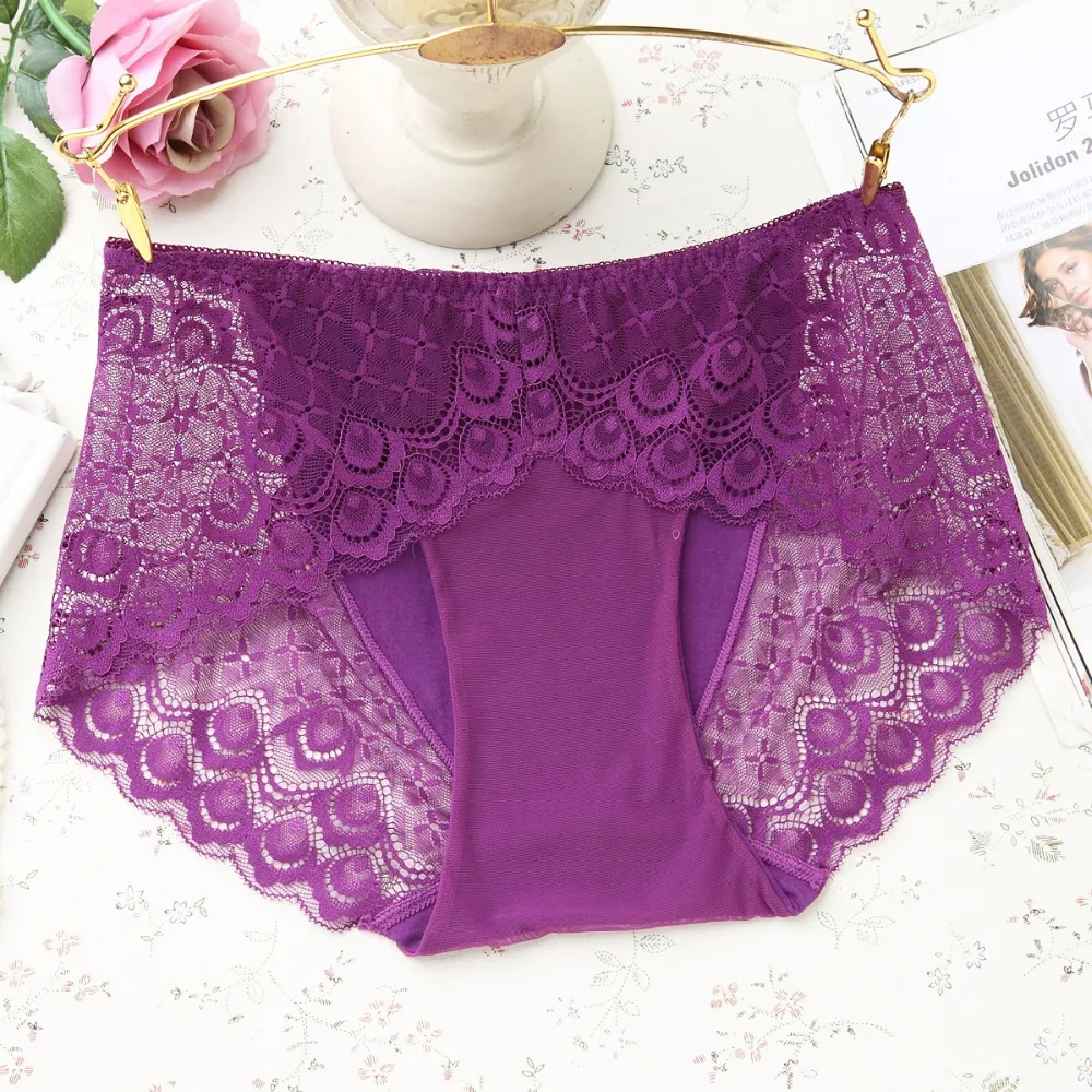 5pcs/lot Wholesale Lace Women's Panties Seamless Briefs Solid