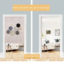 Marble Grain Geometric Printed Doorway Curtain Cotton Linen Decor Curtain Hanging Tapestry Screens Exclusive Pattern Printed
