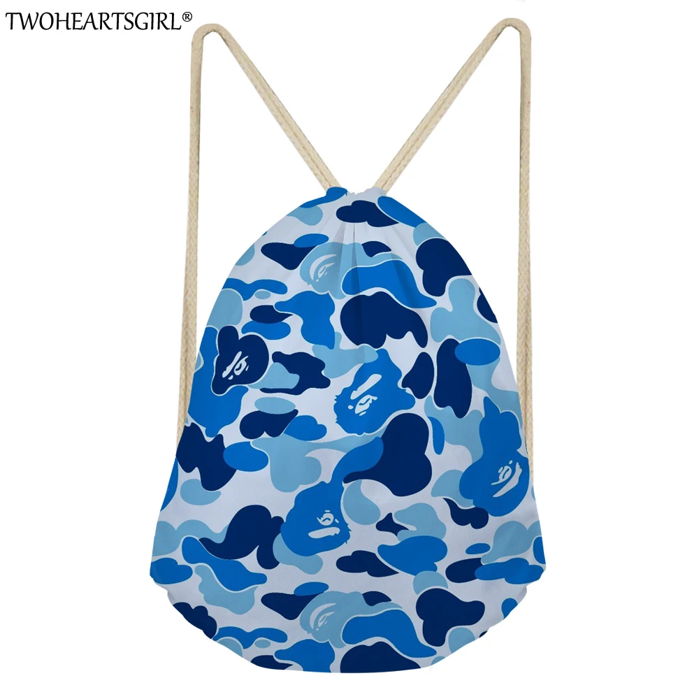 TWOHEARTSGIRL Women Drawstring Bag Ladies Camouflage High Capacity