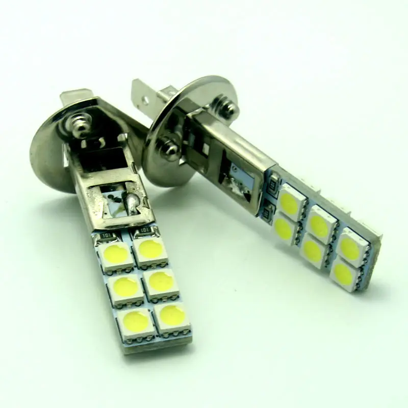 2pcs CNILUCKY Top Quality H1 12 LEDS Thin Flat Replacement Headlight Fog Lamp 4W 5050 LED Bulbs Super Bright White Auto Parts
