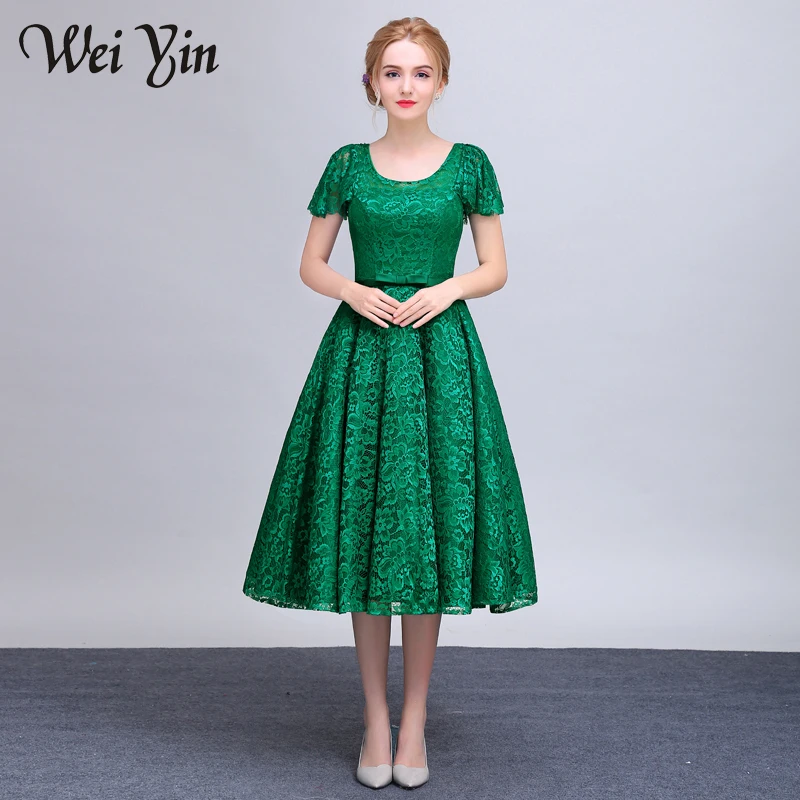 emerald green tea dress