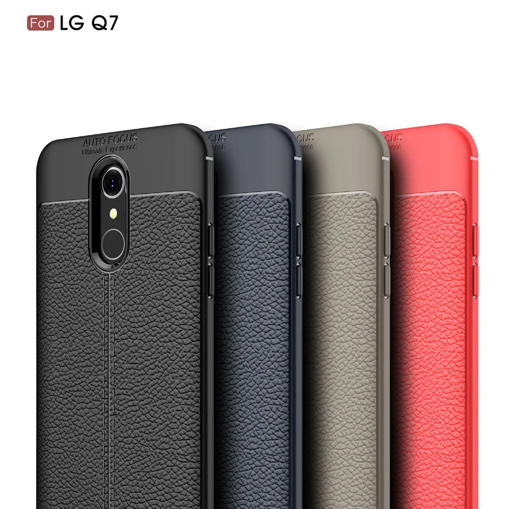 

sFor LG Q7 Case Silicone Coque Luxury Litchi Texture PU Leather Soft TPU Back Cover Case For LG Q7 Phone Cases Funda