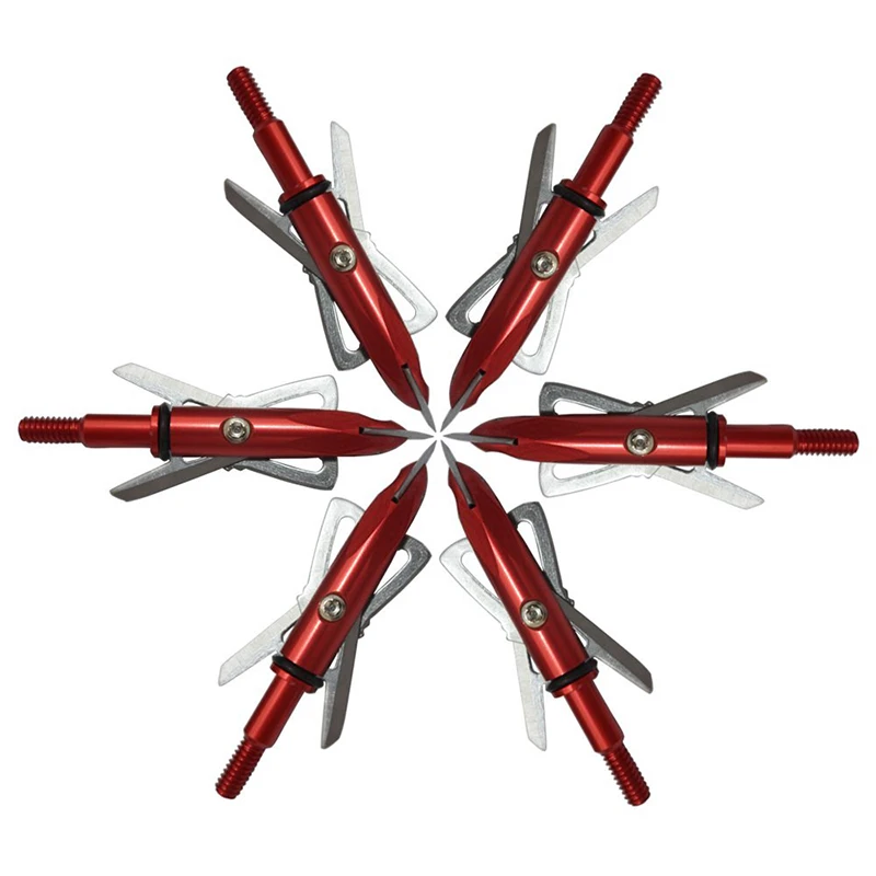 6 Pcs Two Blades 100 Grain Cutting Diameter 2 Inches Archery Hunting Red Broadheads +15 O-rings Newest 6 Pcs Two Blades 100 Grain Cutting Diameter 2 Inches Archery Hunting Red Broadheads +15 O-rings Newest