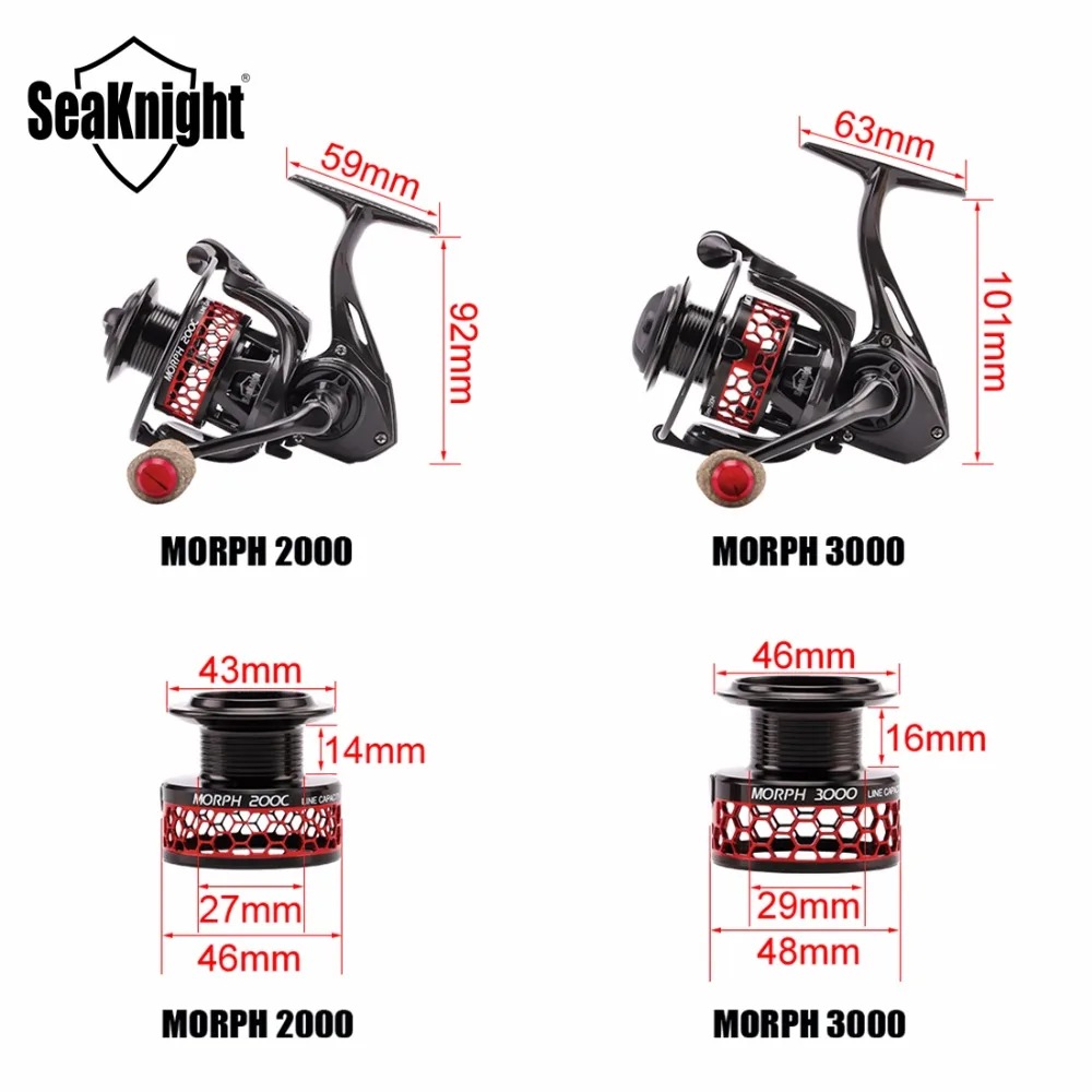 Спиннинговая катушка SeaKnight MORPH 5 2: 1 8 10 кг Рыболовная C60 из углеродного волокна