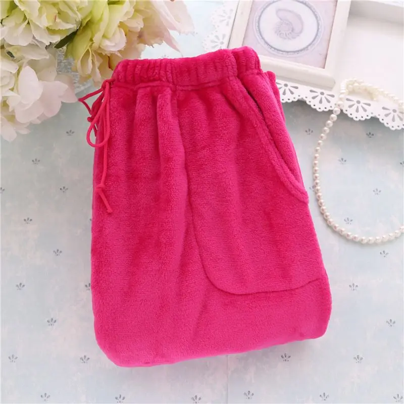 

Winter Flannel Solid color Women Sleep Bottoms Womens Pajamas Pants Women's Thick Lounge Loose Baggy Trousers 101703