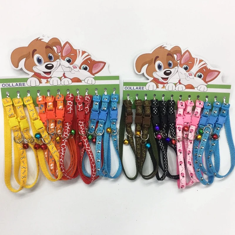 12ps Safety Nylon Puppy Cat Collar Breakaway Adjustable Cats Collars