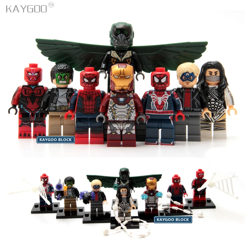 X0168 Super Heroes Single Sale Iron Man Vulture Game Spiderman Ends of the earth Silk Masked Robber Building Blocks Baby Toys baby-blocks : image X0168 Super Heroes Single Sale Iron Man Vulture Game Spiderman Ends of the earth Silk Masked Robber Building Blocks Baby Toys baby-blocks