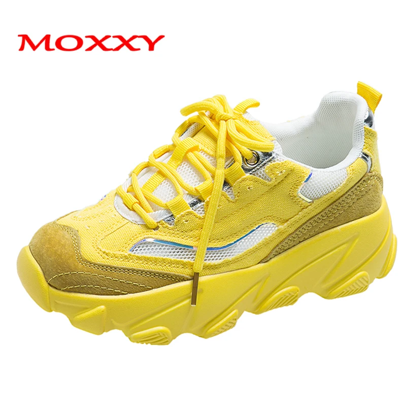 

New Trendy White Yellow Sneakers Women Wedge Sneakers Mesh Platform Dad Sneaker Summer Sport Casual Shoes Woman chaussures femme