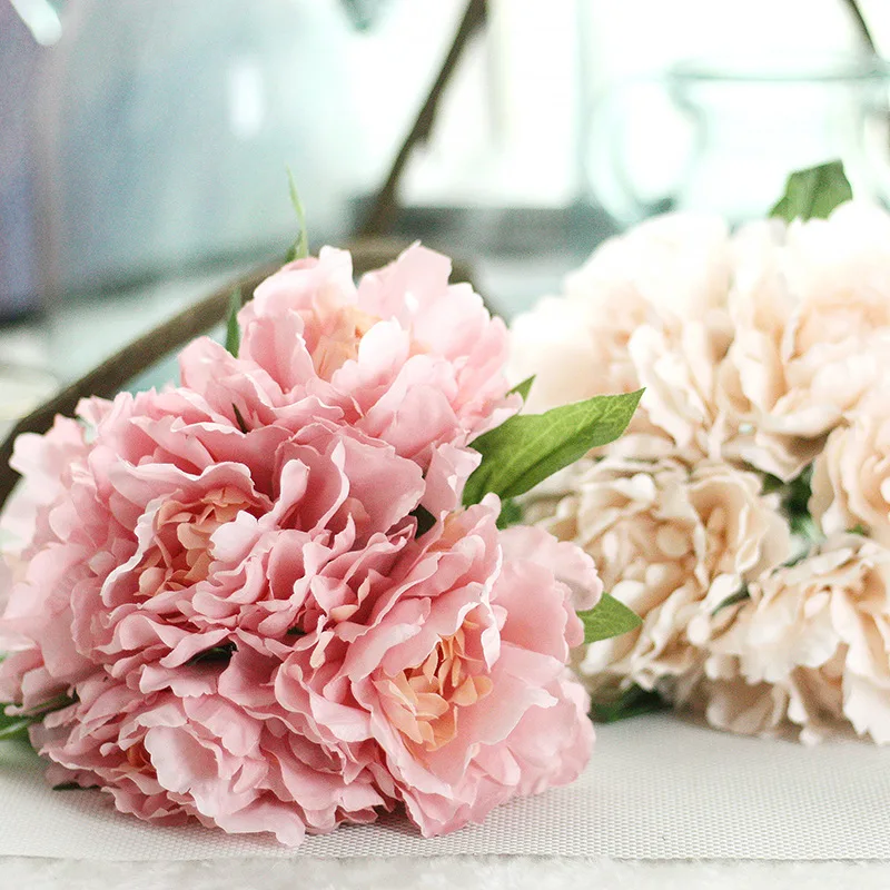 1 bouquet Silk Flower Bridal Hydrangea Artificial Fake Peony Home Wedding Garden Decors  Bridal Bouquet Free Shipping