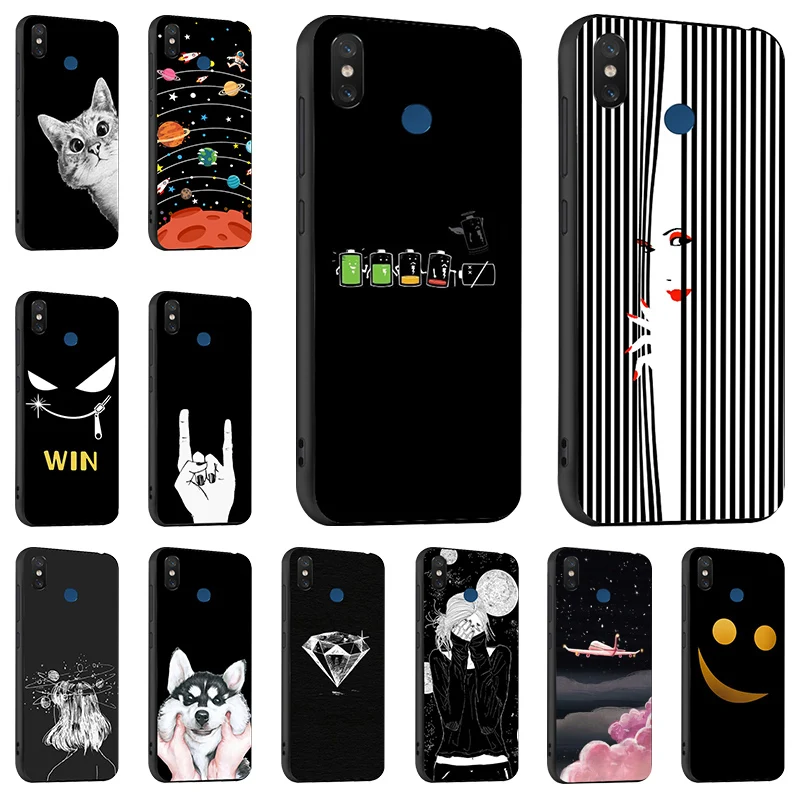 

Ojeleye Fashion Black Case For Xiaomi Redmi 6 Pro Cover Silicon Soft TPU Case For Xiaomi Mi 8 Lite Mi8 SE Note 6 Cover
