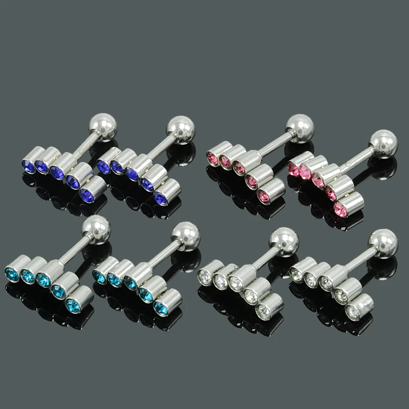 

2pcs/lot Titanium Plated Ear Studs with CZ Crystal Tragus Piercing Cartilage Earrings for Women Brinco Earings Fashion Jewelry