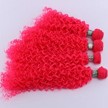 Энджи кудрявые вьющиеся волосы для наращивания 16-20 Доступные высокотемпературные волокна волос пучок розовый синтетические волосы плетение