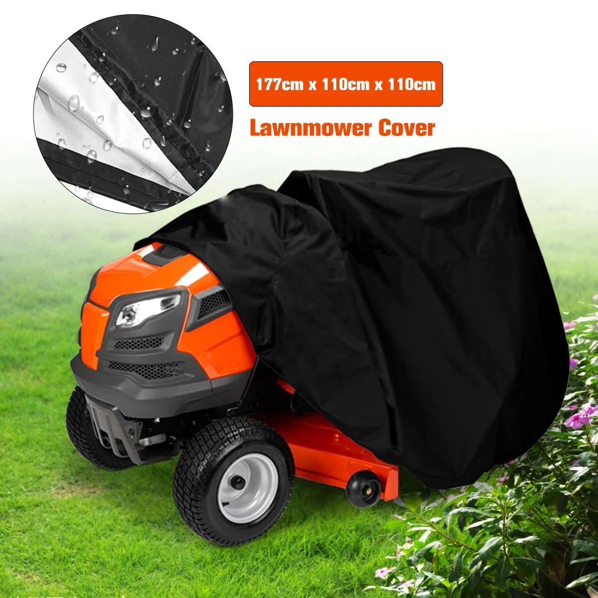

DOERSUPP 70''x43'' Polyester Lawn Mower Cover Tractor Grill Dustproof Sun Rain Protection Cover Garden Yard Mower Overlay Cover