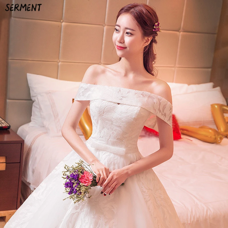 

Main Wedding Dress 2019 New Bride Champagne Color Shoulder Summer Simple Long Tail French Light Sen Female