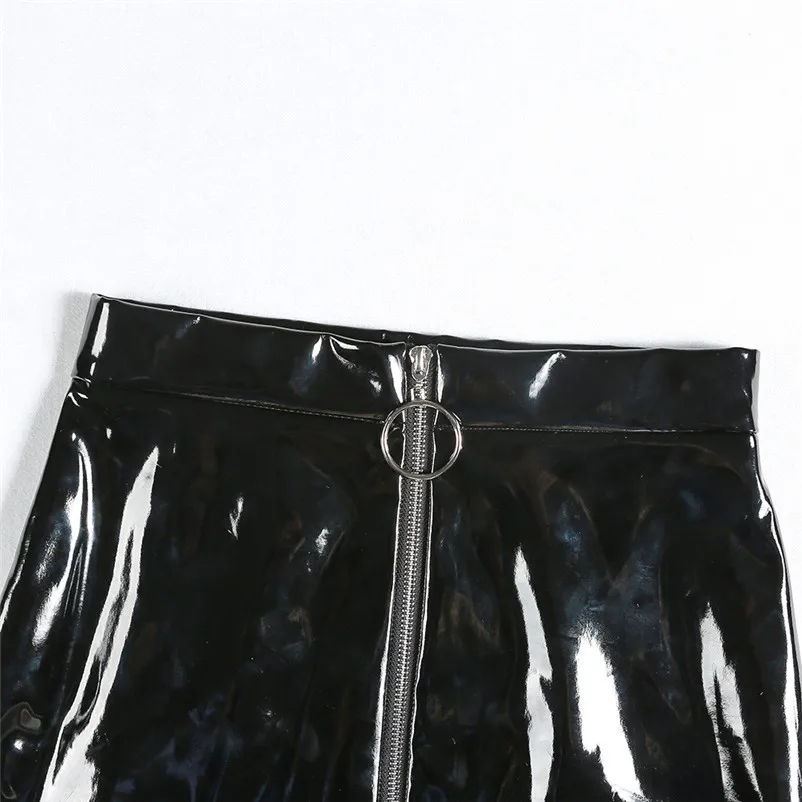NEW Fashion 2018 Summer style skirts womens High Waist Leather Paint Zip Pencil Skinny Slim Short Sexy Mini Skirt Saia Y05#N (11)