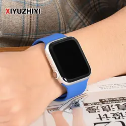 XIYUZHIYI силиконовый ремешок для Apple Watch 42 мм 38 мм 44 мм 40 мм резиновый браслет Ремешки для наручных часов черные ремешки серии Iwatch 4/3/2/1