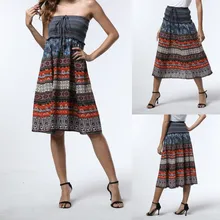 Летние юбки с высокой талией Корейская эластичная юбка богемная Цыганская Бохо юбка с цветами Y531