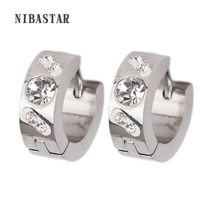 

Hot sale Jewelry Stainless Titanium Steel Silver Hoops Hexagon Lady Earrings
