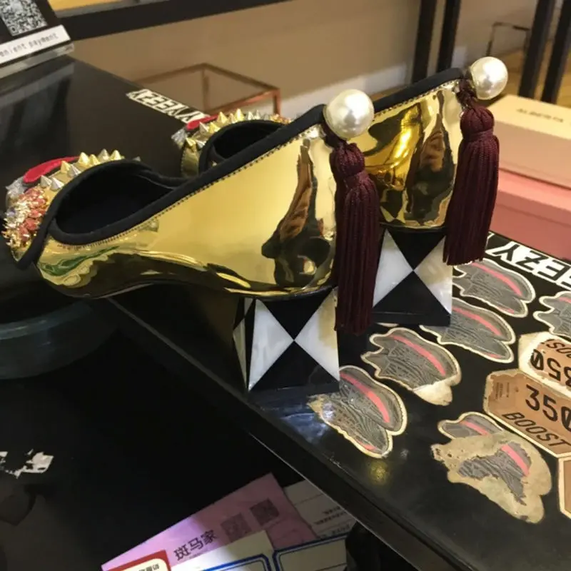 Novia Las Lujo Sapato Alto Heel Heel De Femenino Tacón Heel Remache Zapatos Cristal Marca 10 Oro 6cm 10 Cm Boda Diseñador Italia Superficial Mujeres Bombas aPIPq6wxY