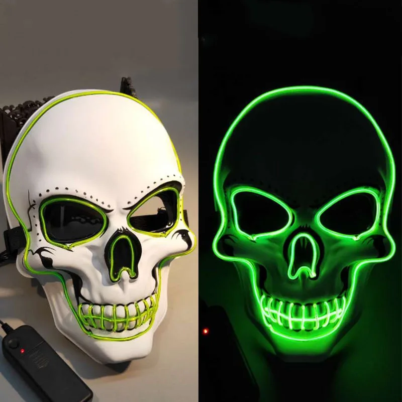 

Halloween LED Mask Glowing In Dark Mask Skeleton Mask Full Face Halloween Role Dress Up Cosplay Mask for DJ Party