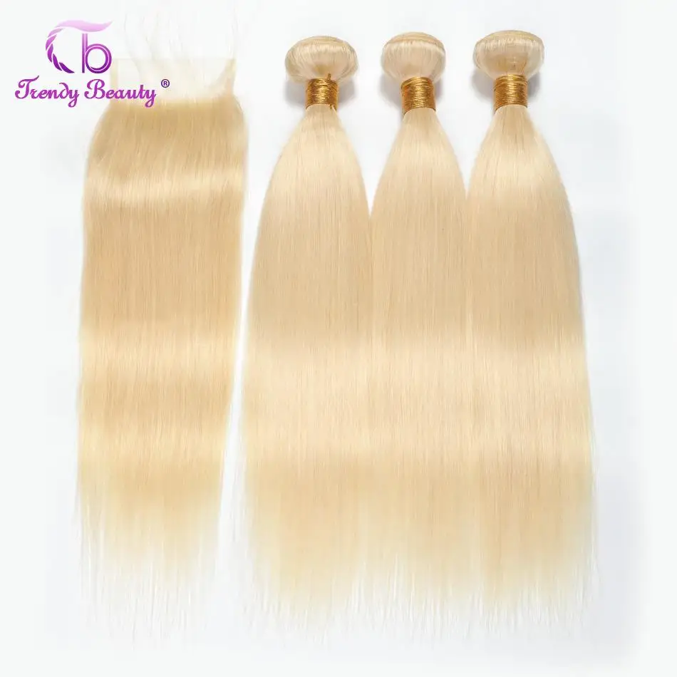 

Peruvian Straight Hair 613 Blonde 2/3 Bundles With Closure 4x4 inches Non Remy Hair Extension 10-24 inches Hair free shipping