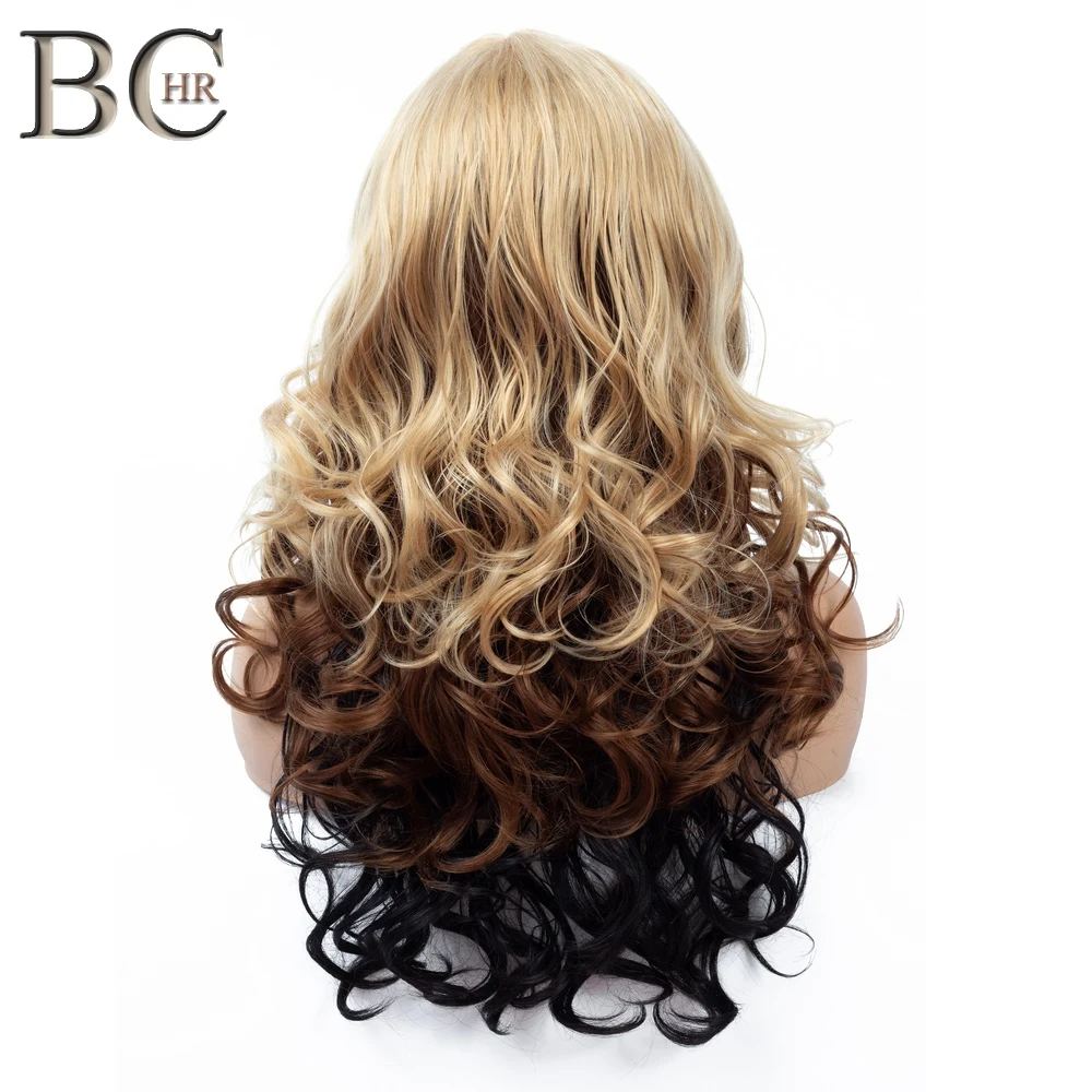 BCHR объемная волна длинный блонд синтетический парик для черных женщин Омбре коричневый черный парик волос