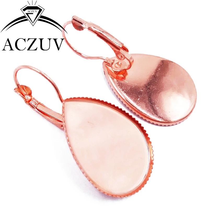 

Rose Gold Color 200pcs 10x14mm 13x18mm 18x25mm Teardrop Cabochon Setting French Leverback Earrings Blank Bezel Base TLB006