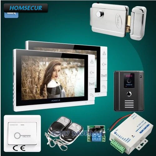 

HOMSECUR Color 9" Wired Video&Audio Home Intercom Electric Lock+Keys Included 1C2M