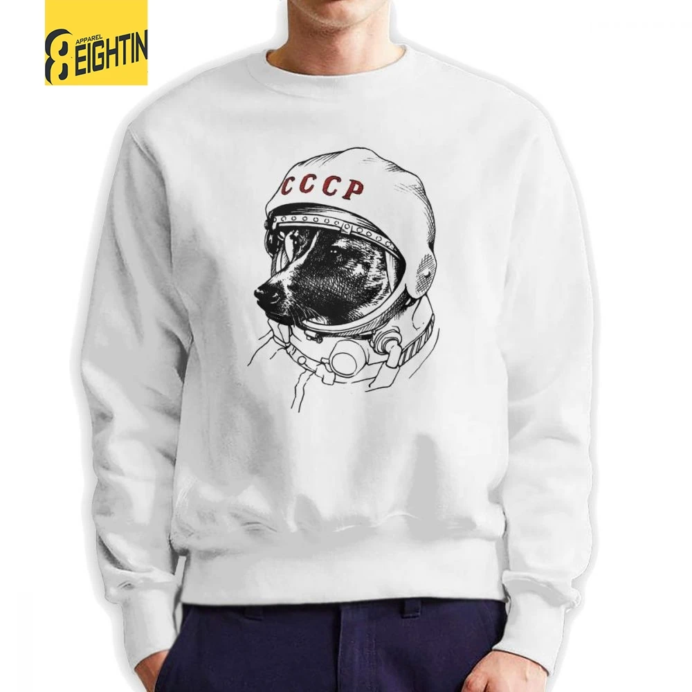 

CCCP Rusia Laika Space Traveler Urss Comunismo Astronauta Dog Men Sweatshirts Novelty Pure Cotton Pullover Original Hoodie Men