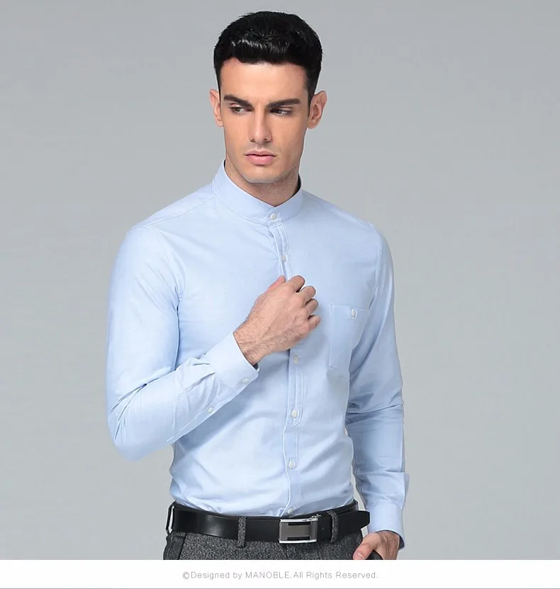 Высокое качество Новинка 2017 года Для Мужчин's Regular Fit рубашка 100% хлопок Для мужчин Сорочки выходные для мужчин Для мужчин; воротник-стойка