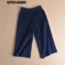 Стиль индивидуальные из плюша норки кашемировые брюки Широкие брюки до колена JN444