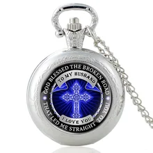 Лучший подарок для моего мужчины, я люблю вас модные черные ретро кварцевые карманные часы крест ожерелье часы