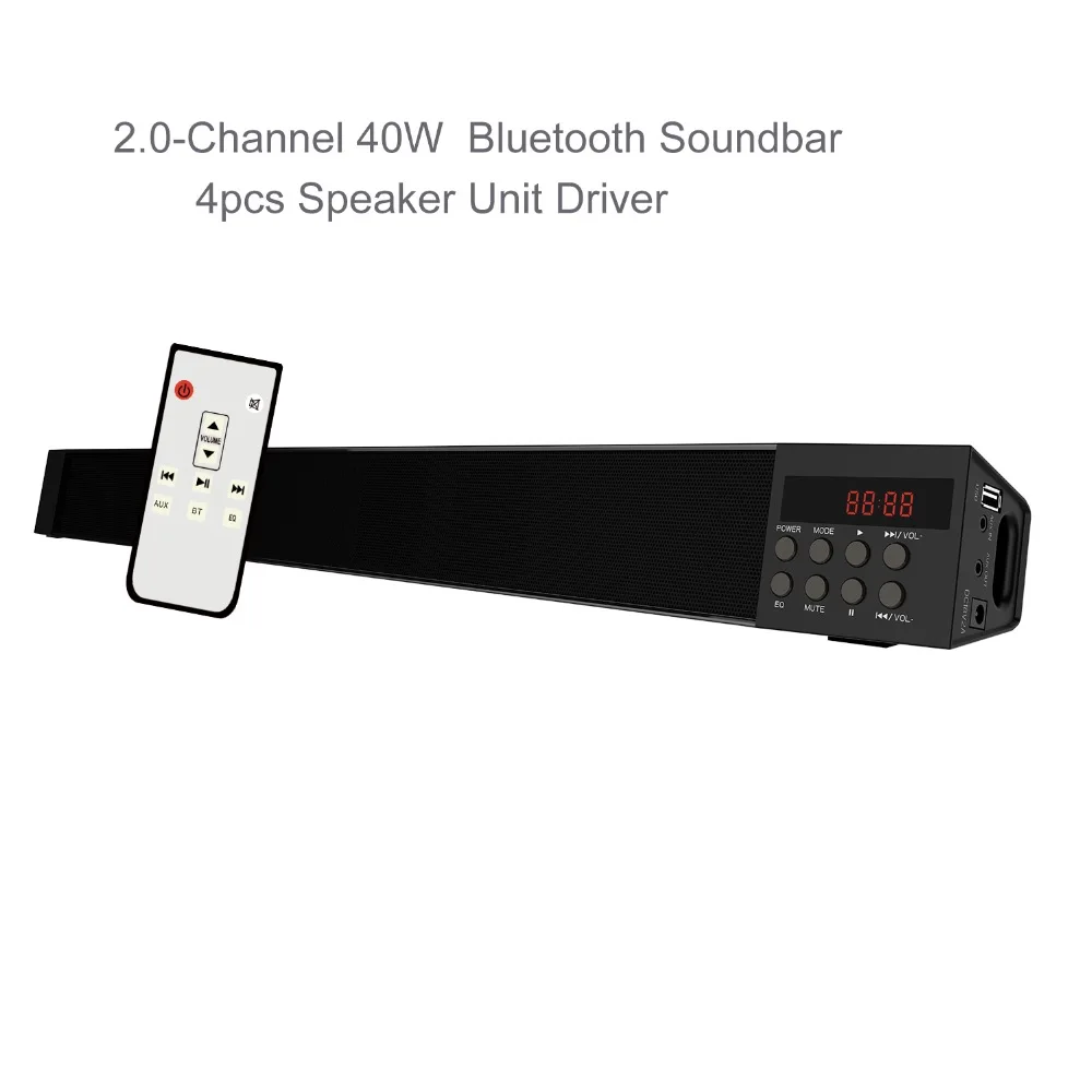 

SAMTRONIC Sound Bar, Bluetooth Soundbar Audio TV Speakers, Wired and Wireless 50W 2.0 Channel 36-Inch 4 Speakers Strong Bass