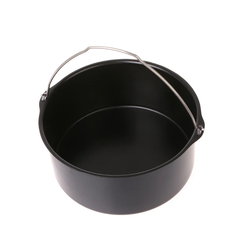 7Inch Air Fryer Pan Accessory Baking Basket Pizza Plate Grill Pot Multi-function 10166