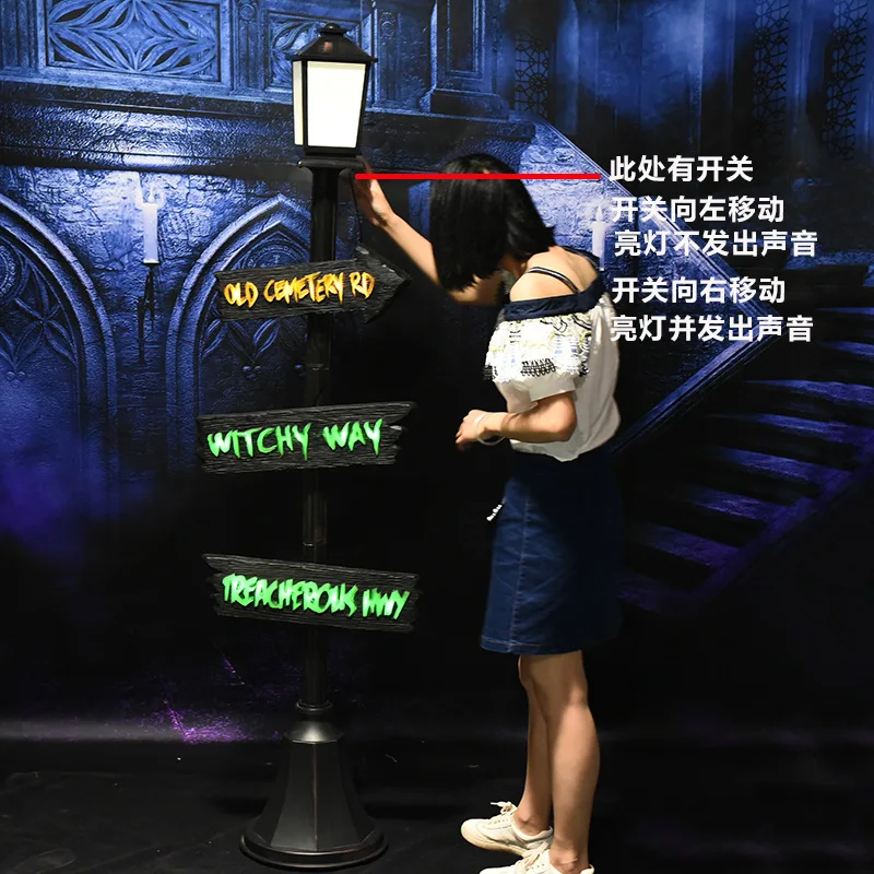 

Halloween large electric display Halloween decoration props luminous terror atmosphere lighting toy road sign haunted house prop