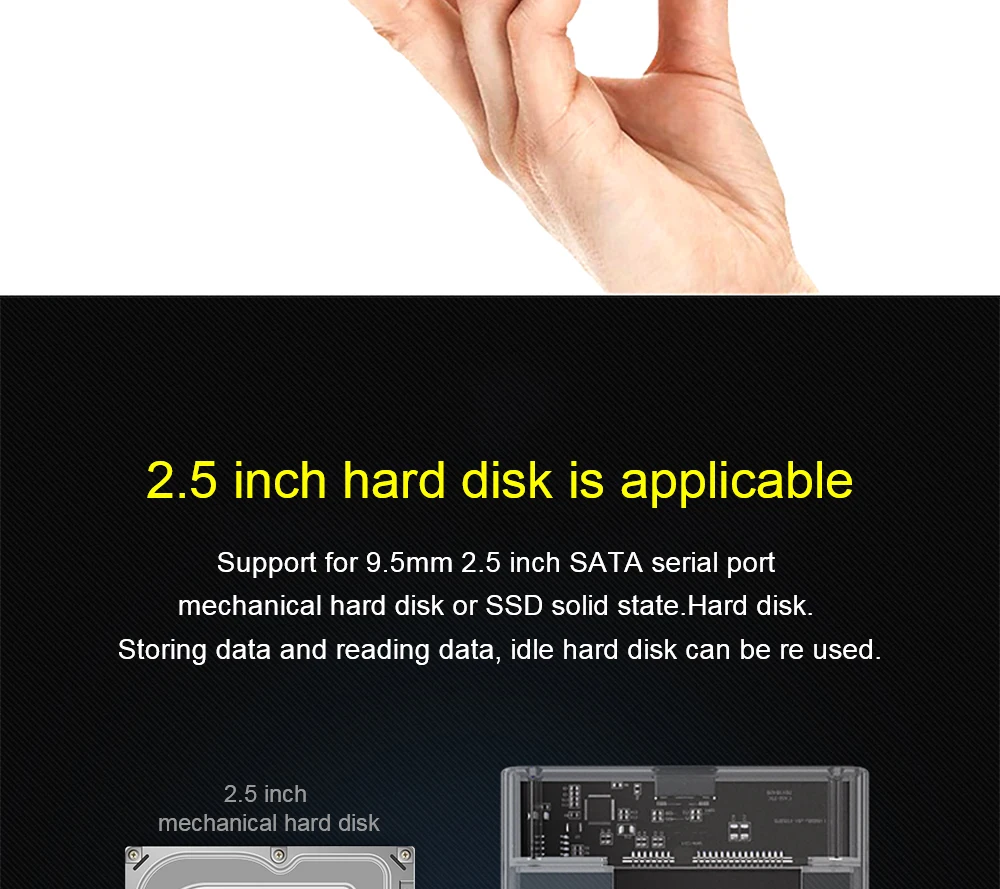 QGeeM HDD корпус 2,5 дюймов SATA на USB 3,0 SSD адаптер Коробка для жесткого диска для samsung Seagate SSD 1 ТБ 2 ТБ внешний HDD Чехол