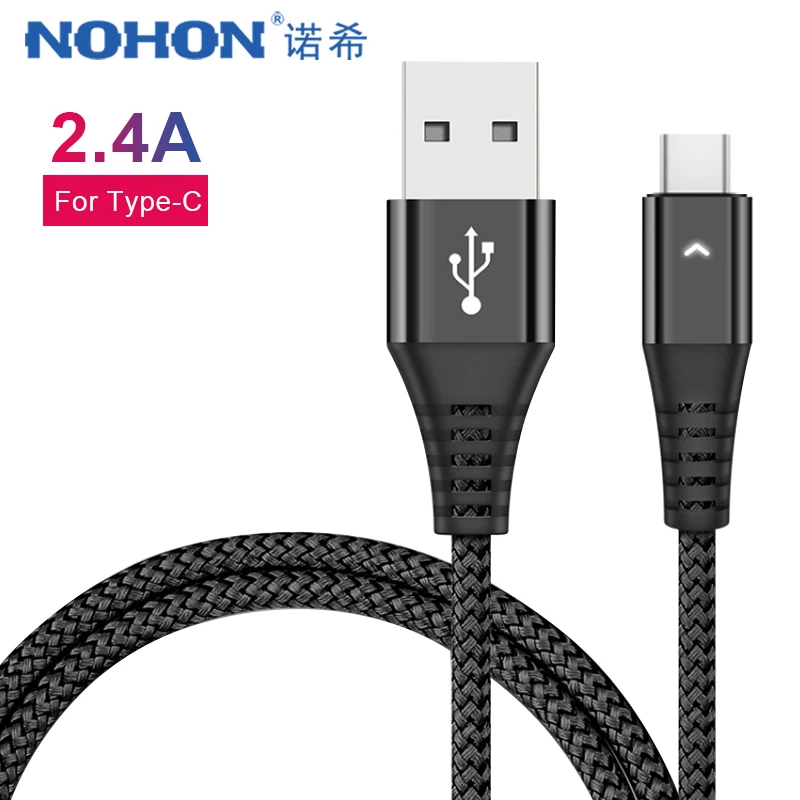 

NOHON USB Type C Cable Data Sync For SamSung Gaxaly S8 S9 Plus 2.4A Fast Charge Cord For Xiaomi Mi5 Mi6 Phone Charger Cable 0.3M